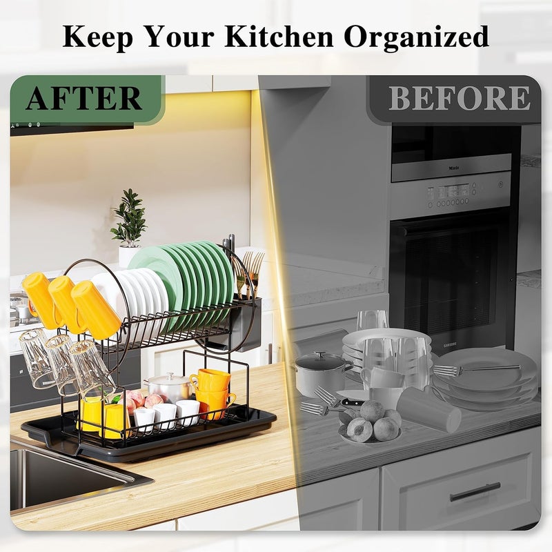 NYTRYD Stainless Steel Dish Drainer Dish Drainer with Kitchen Utensils and Drain Tray Holder for Drying Rack 339 Rack - Image 4