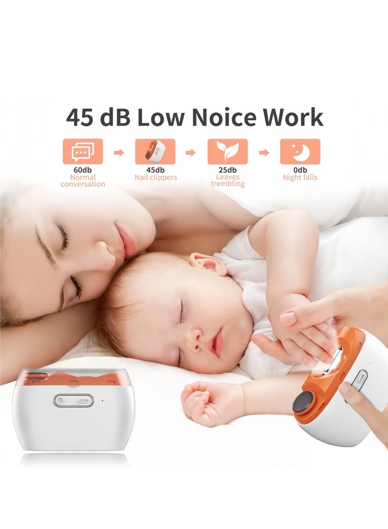 Automatic Nail Clipper, 2 in-1 Electric Nail Clipper and Nail Polisher, Electric Baby Nail Clippers with Light,USB Rechargeable Suitable for Babies,Women Manicure,Kids, Adults and Seniors（Orange）  - Image 4
