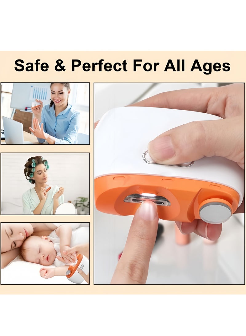 Automatic Nail Clipper, 2 in-1 Electric Nail Clipper and Nail Polisher, Electric Baby Nail Clippers with Light,USB Rechargeable Suitable for Babies,Women Manicure,Kids, Adults and Seniors（Orange）  - Image 5