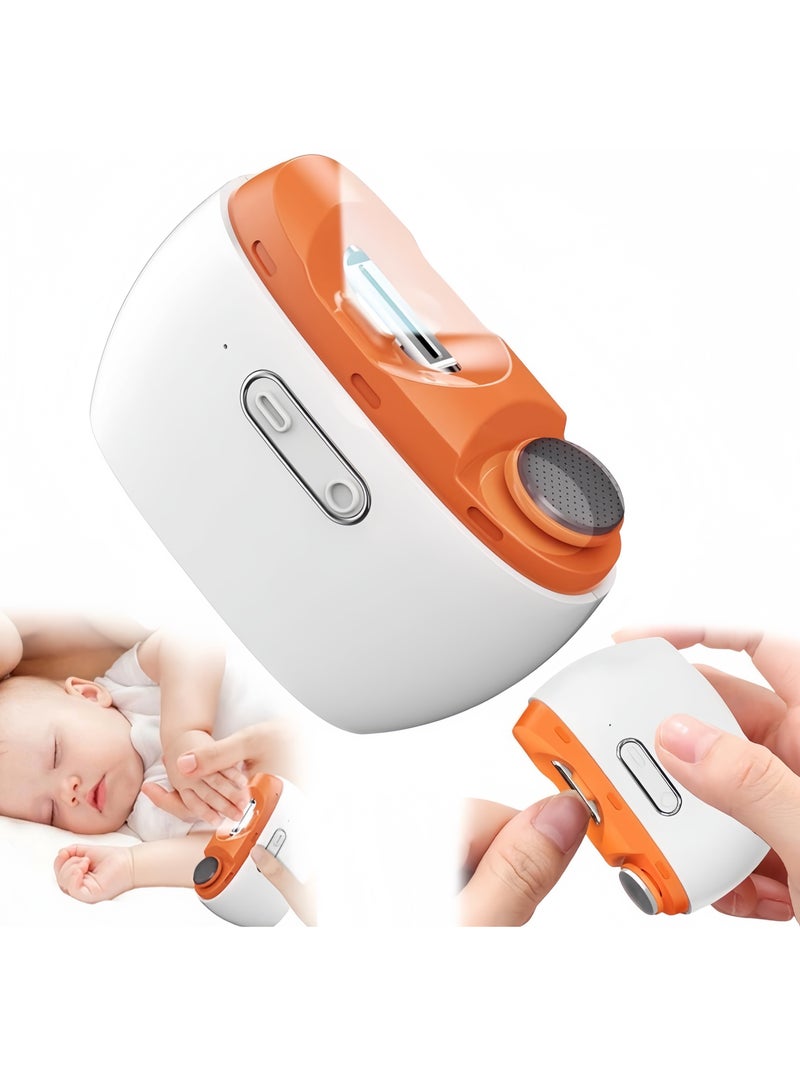 Automatic Nail Clipper, 2 in-1 Electric Nail Clipper and Nail Polisher, Electric Baby Nail Clippers with Light,USB Rechargeable Suitable for Babies,Women Manicure,Kids, Adults and Seniors（Orange）  - Image 1