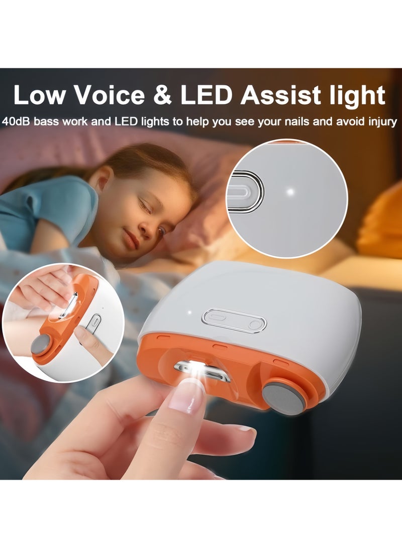 Automatic Nail Clipper, 2 in-1 Electric Nail Clipper and Nail Polisher, Electric Baby Nail Clippers with Light,USB Rechargeable Suitable for Babies,Women Manicure,Kids, Adults and Seniors（Orange）  - Image 3