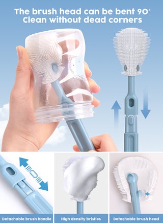 6 In 1 Baby Bottle Cleaner Kit With Silicone Brush, Nipple Brush, Straw Brush, Drying Rack - view 3