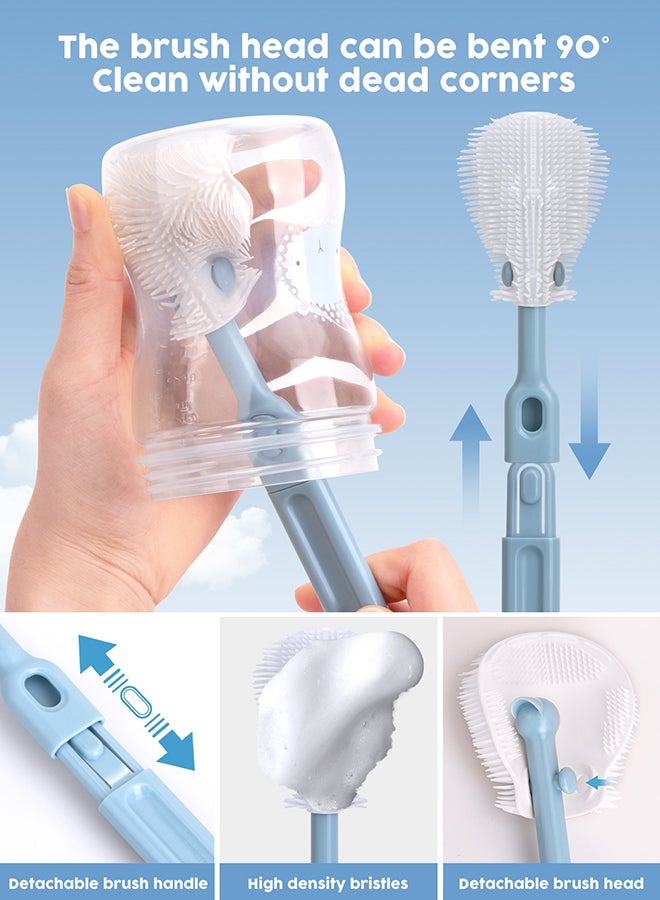 URbazaar 6 In 1 Baby Bottle Cleaner Kit With Silicone Brush, Nipple Brush, Straw Brush, Drying Rack - Image 3