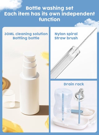 6 In 1 Baby Bottle Cleaner Kit With Silicone Brush, Nipple Brush, Straw Brush, Drying Rack - view 5