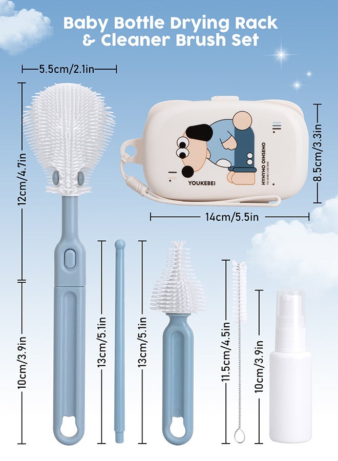 URbazaar 6 In 1 Baby Bottle Cleaner Kit With Silicone Brush, Nipple Brush, Straw Brush, Drying Rack - Image 2