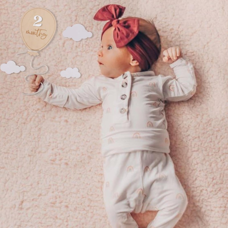 ZZDCMS Wooden Balloon Milestone Sign  Balloon Baby Monthly Growth Record MarkersBaby Wooden Balloon Announcement SignNewborn 112 Months Photo PropsBoy Girl Balloon Milestone Sign - Image 4