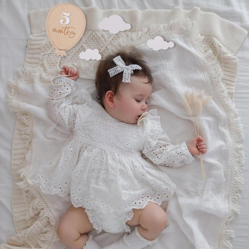ZZDCMS Wooden Balloon Milestone Sign  Balloon Baby Monthly Growth Record MarkersBaby Wooden Balloon Announcement SignNewborn 112 Months Photo PropsBoy Girl Balloon Milestone Sign - Image 3