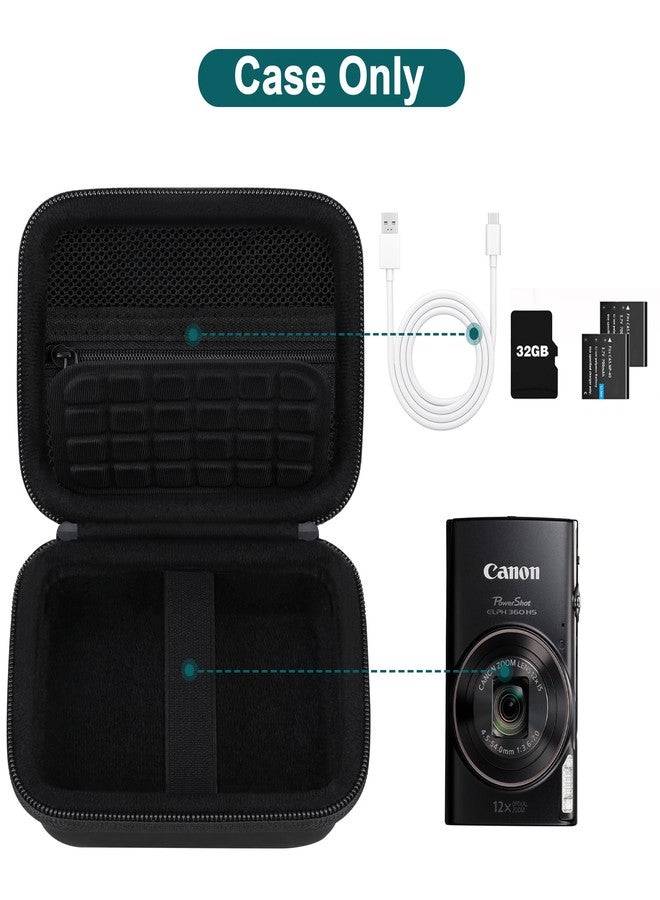Canboc Carrying Case for Canon PowerShot ELPH 360/ IXY 650/ Sony DSCW830 Digital Camera, Mesh Pocket fit Cable, Batteries, Black (Case Only) - Image 2