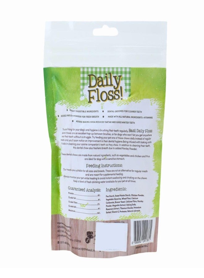 Basil Daily Floss Pets Treats and Chews with Toothpaste Inside for Cleaner Dogs, Puppy Teeth (180gms in a Packet) - Pack of 1 - Image 2