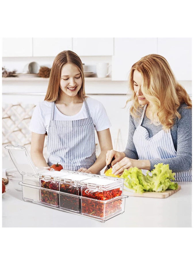 4 Piece Clear Home Spice Container Jars Cruet with Cover and Spoon - Image 3