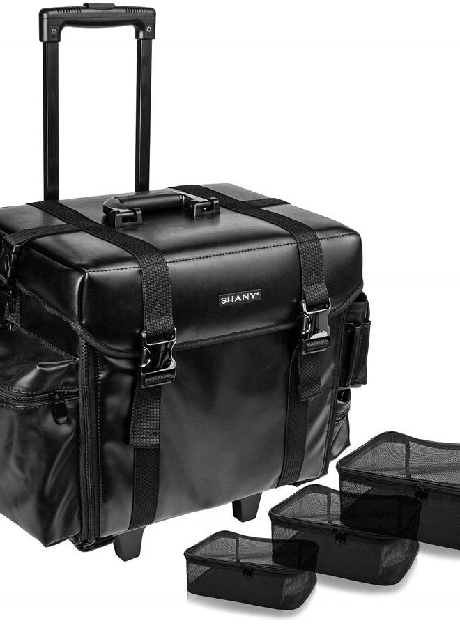 Shany Makeup Artist Soft Rolling Trolley Cosmetic Case with Free Set of Mesh Bags - Head Turner  - Image 1