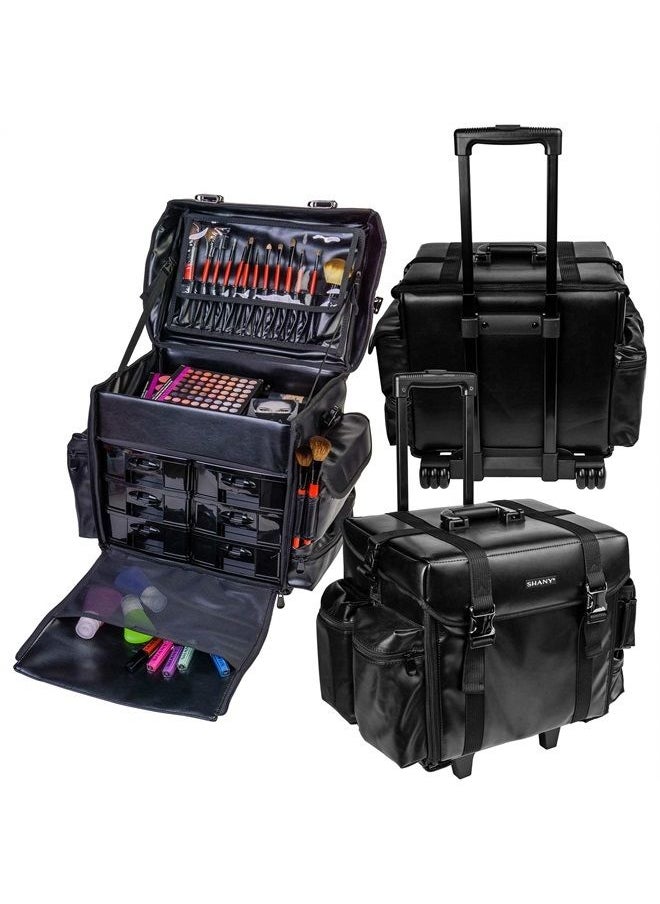 Shany Makeup Artist Soft Rolling Trolley Cosmetic Case with Free Set of Mesh Bags - Head Turner  - Image 3
