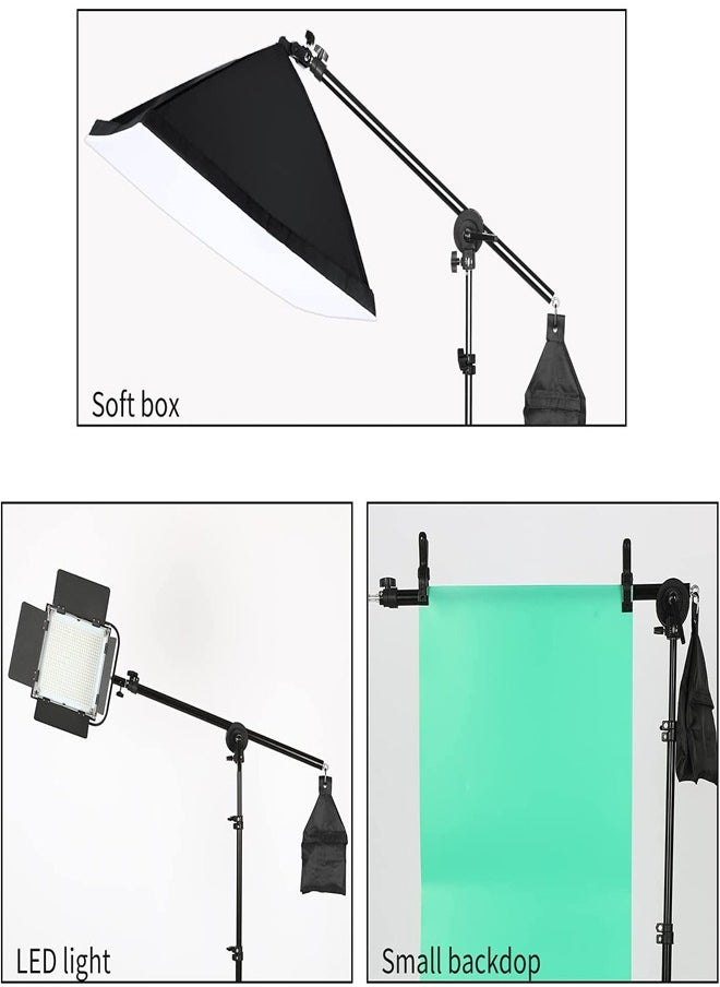 PADOM - Padom Softbox Photography Lighting Kit Studio Equipment, 2800-5700K 150W Bi-color Temperature Bulb with Remote, Light Stand, Boom Arm softbox for Portrait Product Shooting (Boom arm) - Image 1
