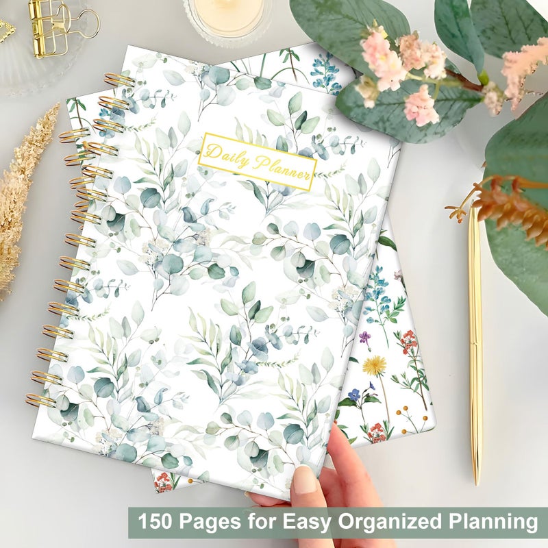 PIOOJK Daily Planner Undated - 6.5"x8.5" To Do List Notebook Spiral Appointment Planner to Organize Tasks & Boost Productivity, Perfect Office & School Supplies for Women & Men, Greenery - Image 4