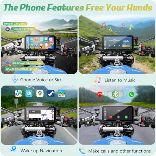 Carpuride W603D Motorcycle GPS Carplay Screen, Wireless CarPlay & Android Auto for Moto, with HD 1080P Dual Cameras, Remote Control，6.3" Waterproof Touchscreen, BT Aduio, Loop Recording, Navigation - Image 5