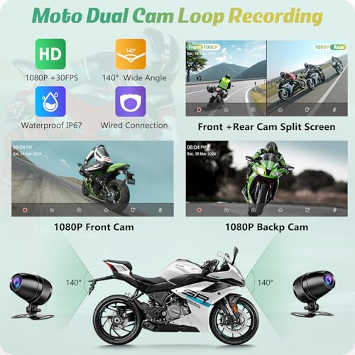 Carpuride W603D Motorcycle GPS Carplay Screen, Wireless CarPlay & Android Auto for Moto, with HD 1080P Dual Cameras, Remote Control，6.3" Waterproof Touchscreen, BT Aduio, Loop Recording, Navigation - Image 3
