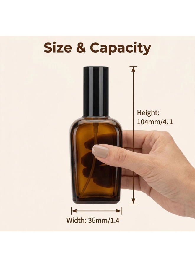 ericotry 3PCS 30ml 1Fl Oz Square Amber Glass Spray Bottles, Leakproof Fine Mist Spray with Plastic Cap, Refillable Travel Cosmetic Containers for Essential Oils, Perfume, Cleaning Supplies - Image 2