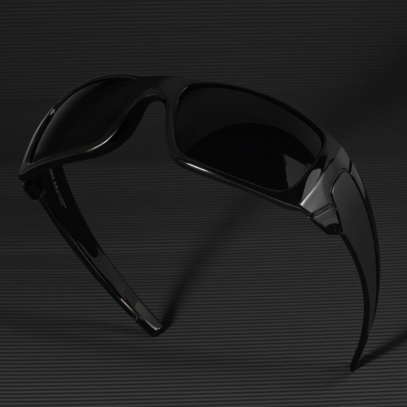 MAXJULI XL Z87 Wrap Around Sunglasses for Big Wide Heads Men TR90 Ultralight UV400 Protection Safety Glasses Z8236 (Black/Super Dark) - Image 5