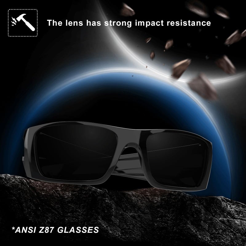 MAXJULI XL Z87 Wrap Around Sunglasses for Big Wide Heads Men TR90 Ultralight UV400 Protection Safety Glasses Z8236 (Black/Super Dark) - Image 4