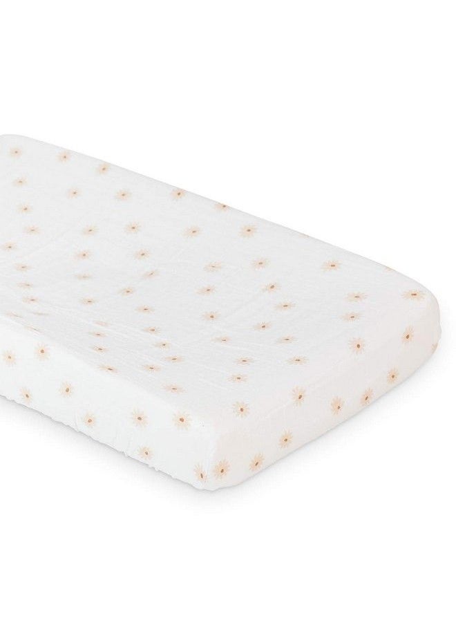 lulujo Soft Cotton Baby Change Pad Cover (Daisies)  - Image 2