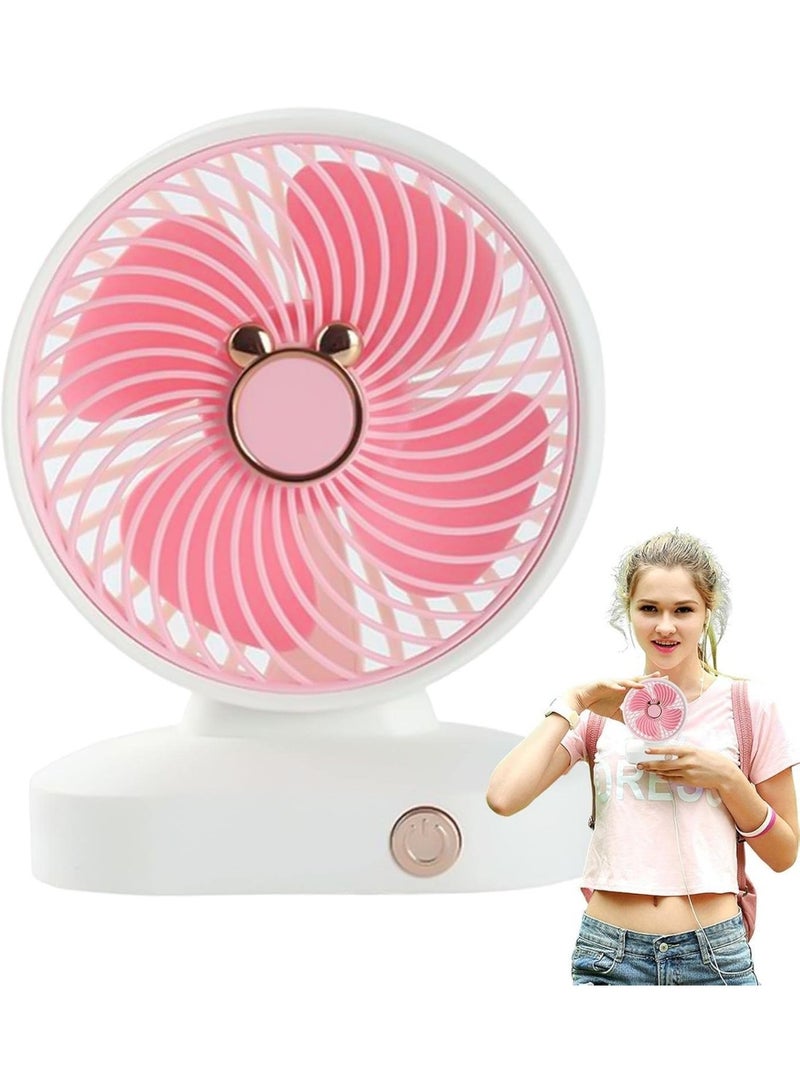 USB Desk Fan | Mini Quiet USB Rechargeable Desk Fan with Base - Silent Table Fans with 2 Adjustable Speeds, Desk Fan, Desk Fan, Personal Desk Fan, Personal Table Fan for Office - Image 3