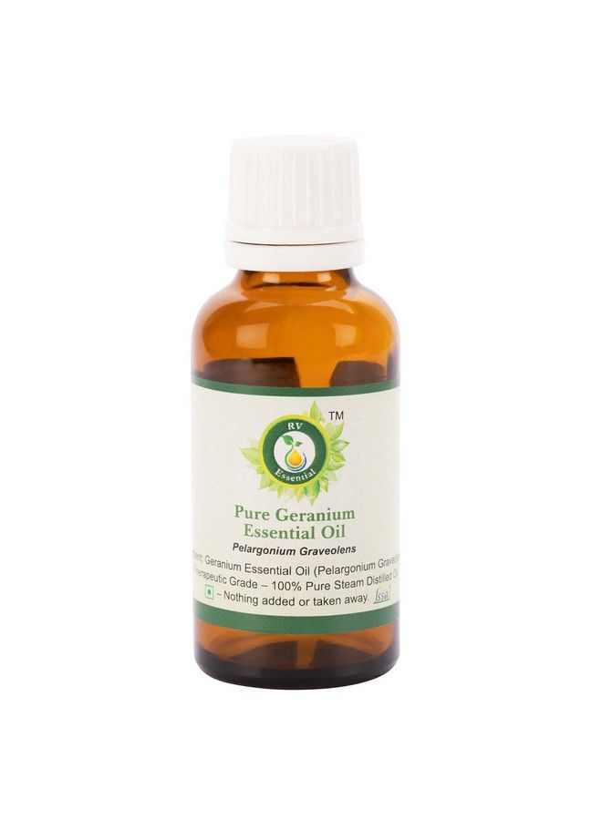 r v essential Pure Geranium Essential Oil 10Ml Pelargonium Graveolens (100% Pure And Natural Steam Distilled)  - Image 1