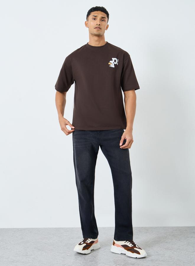 Styli Men Brown Peanuts Graphic Oversized T-Shirt - Image 2