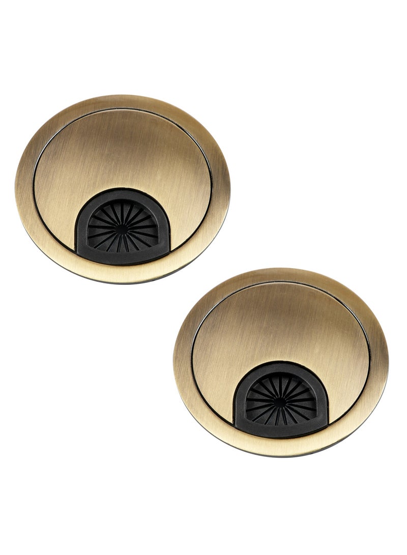 Desk Grommet for Wire Organizer,PC Computer Desk Plastic Grommet Cord, Tidy Cable Hole Cover Organizers,2 Pack（53mm,Gold) - Image 1