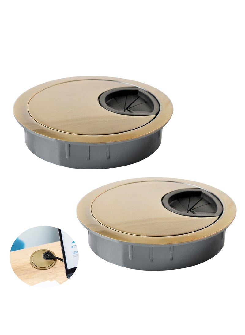 Desk Grommet for Wire Organizer,PC Computer Desk Plastic Grommet Cord, Tidy Cable Hole Cover Organizers,2 Pack（53mm,Gold) - Image 5