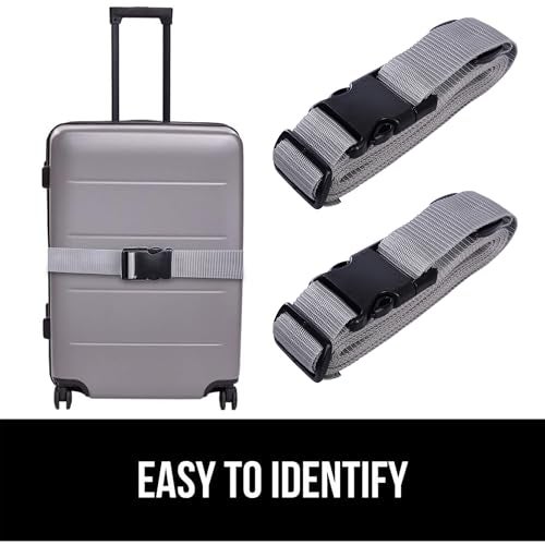Aqbah Pack of 2 Luggage Tie Down Straps, Bag Strap with Strength up to 600lbs 10 ft in Length with Adjustable Buckle Straps for Motorcycle, Trucks, Luggage etc (Grey) - Image 3