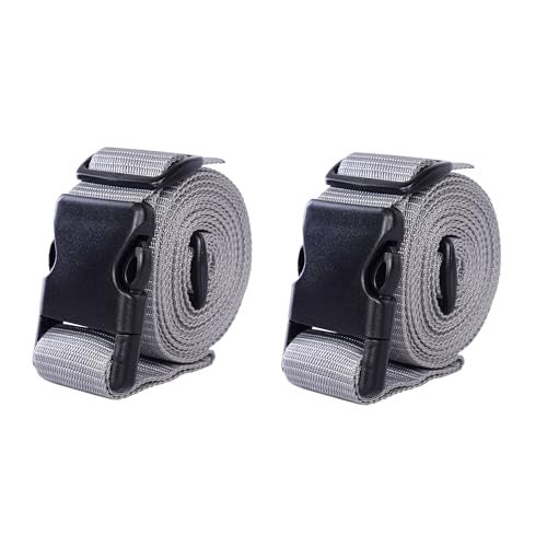 Aqbah Pack of 2 Luggage Tie Down Straps, Bag Strap with Strength up to 600lbs 10 ft in Length with Adjustable Buckle Straps for Motorcycle, Trucks, Luggage etc (Grey) - Image 1