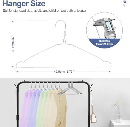 SPECILITE Wire Hangers 50 Pack, Metal Wire Clothes Hanger Bulk for Coats, Space Saving Metal Hangers Non Slip 16.7 Inch Ultra Thin, for Standard Size Suits, Shirts, Pants, Skirts - Image 5