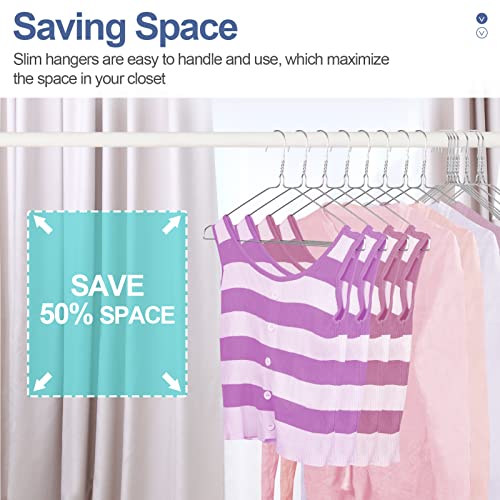 SPECILITE Wire Hangers 50 Pack, Metal Wire Clothes Hanger Bulk for Coats, Space Saving Metal Hangers Non Slip 16.7 Inch Ultra Thin, for Standard Size Suits, Shirts, Pants, Skirts - Image 4