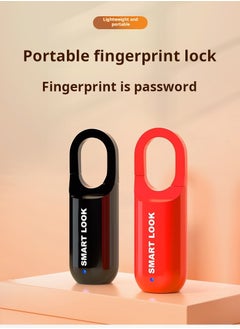 Generic Smart Fingerprint Padlock, Rechargeable Small Fingerprint Lock for School Gym Locker, Biometric Keyless Thumbprint Padlock, Electronic Fingerprint Touch Lock for Suitcase, Backpack, Luggage (Red)  - Image 2