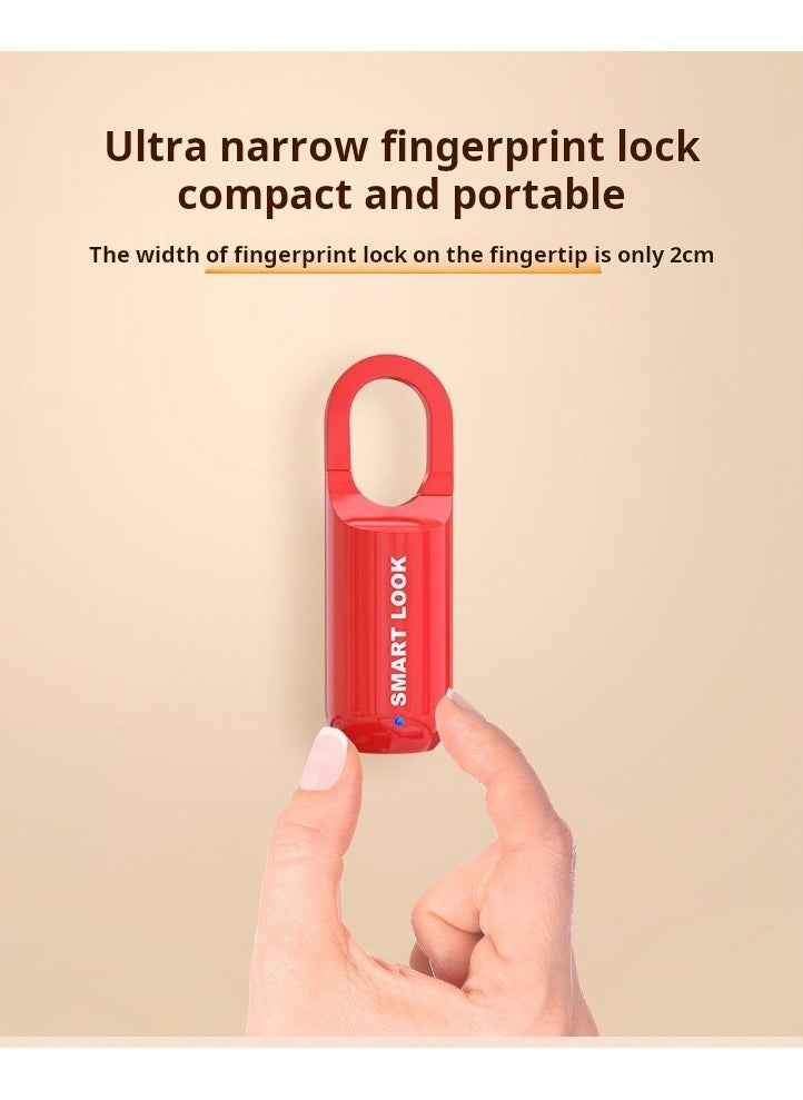 Generic - Smart Fingerprint Padlock, Rechargeable Small Fingerprint Lock for School Gym Locker, Biometric Keyless Thumbprint Padlock, Electronic Fingerprint Touch Lock for Suitcase, Backpack, Luggage (Red) - Image 1