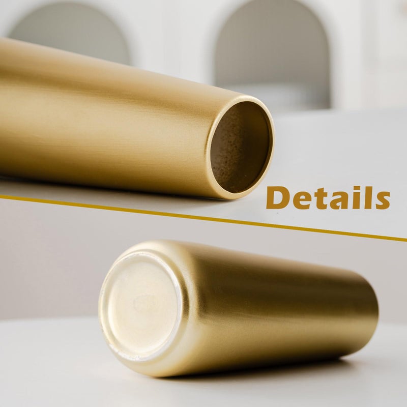 HUBUISH Light Gold Vase - 10"" Gold Ceramic Flower Vase For Home/Table/Accent Decor  Minimalist Modern Vases Ceramic For Centerpieces  Room Decor  Living Room  Bedroom Or Gift - Image 5