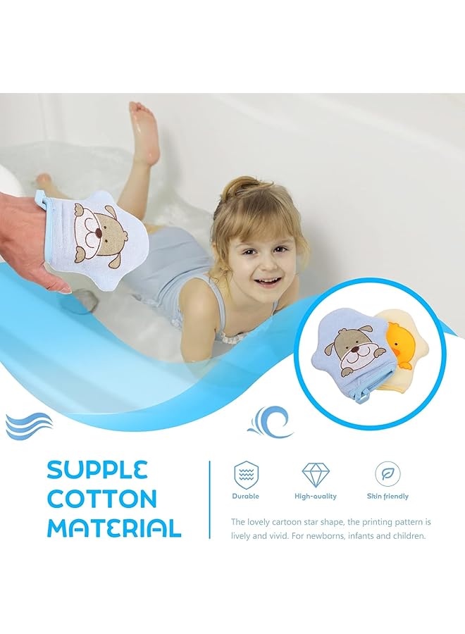 Aputue Baby Shower Gloves 3Pcs Baby Bath Soft Gloves Baby Shower Cartoon Bathing Scrub Gloves Body Wash Scrub Gloves With Animal Designs Sponge Exfoliating Mitt For Toddler Bath And Shower - Image 2