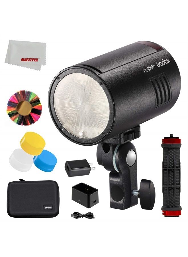 Godox Godox AD100Pro 100Ws TTL 2.4G 1/8000 HSS Outdoor Flash Light, 2600mAh Battery 0.01-1.5s Recycling,with Three-Color Diffusers - Image 1