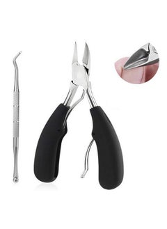 Toenail Clippers For Thick Nails, Professional Surgical Grade Stainless Steel Heavy Duty Ingrown Big Nail Nippers Cutters With File For Elderly, Seniors, Men (Black)