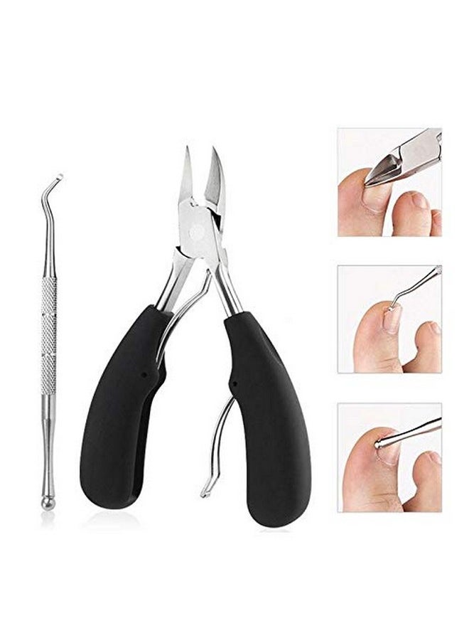 Lesgos - Toenail Clippers For Thick Nails, Professional Surgical Grade Stainless Steel Heavy Duty Ingrown Big Nail Nippers Cutters With File For Elderly, Seniors, Men (Black) - Image 1