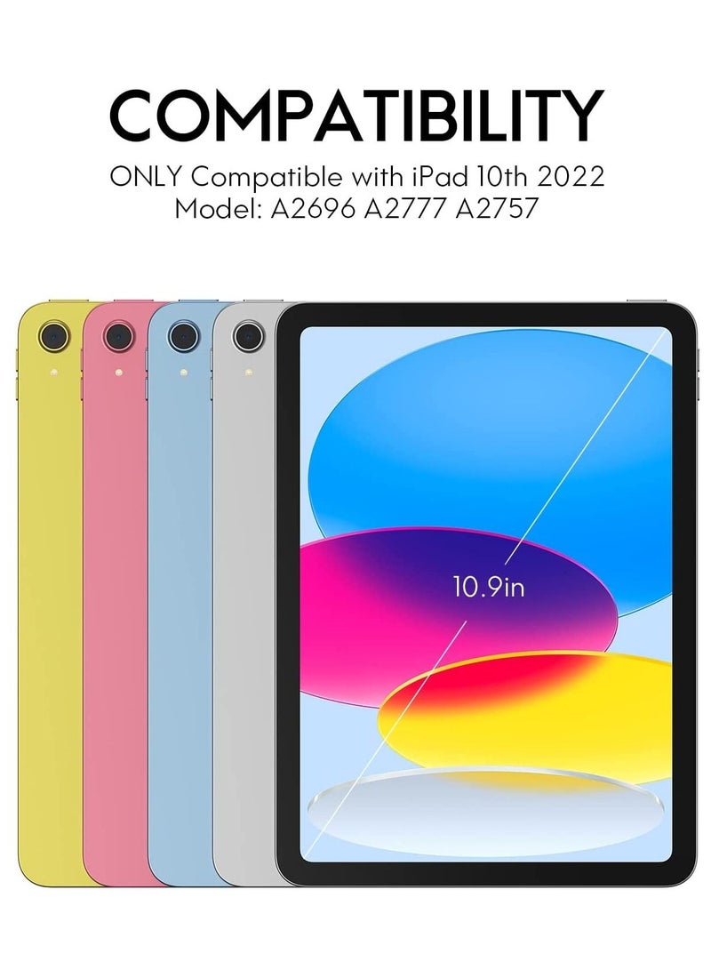 جراب iPad من الجيل العاشر لجهاز iPad الجديد 10.9 بوصة 2022 مع غطاء خلفي ناعم حافظة ipad 10 مع حامل أقلام يدعم الاستيقاظ التلقائي / النوم الأسود - Image 4