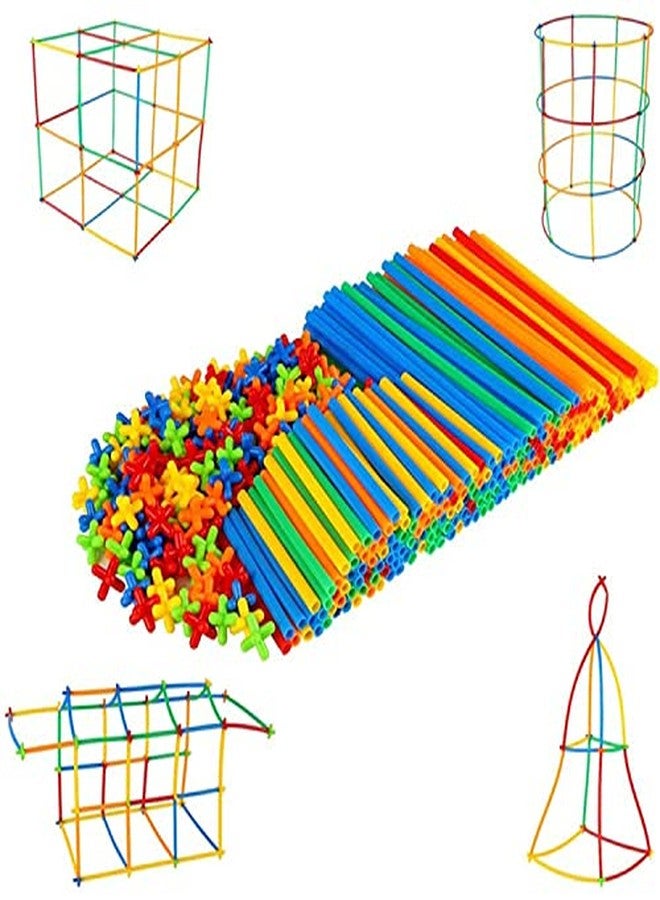 PULSBERY Straw Building Block-Straw Educational Plastic Building Blocks for Kids Smart City Blocks Game in Different Shapes,Educational Toys for 3-8 Years Old Kids(Random Color,90+ Piece) - Image 1