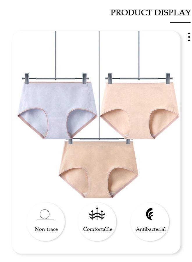 DUNISO 3PC Women's Briefs Ladies Girl's Mid-waist Cotton Underwear High Stretch Panties Soft Underpants Underwear Full Coverage Panties Multicolor - Image 2