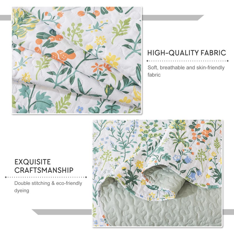Travan 3-Piece Quilt Set Quilted Bedspread Lightweight Coverlet Set Garden Style Floral Printed Oversized Quilted Bedding Set with Shams for All Season, Exquisite, King Size - Image 4