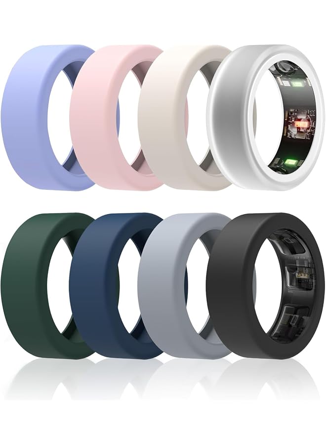 S-TOP 8 Pack Ring Cover for Oura Ring/Galaxy Ring, Anti-Scratch Elastic Silicone, S/M Sizes - Image 1