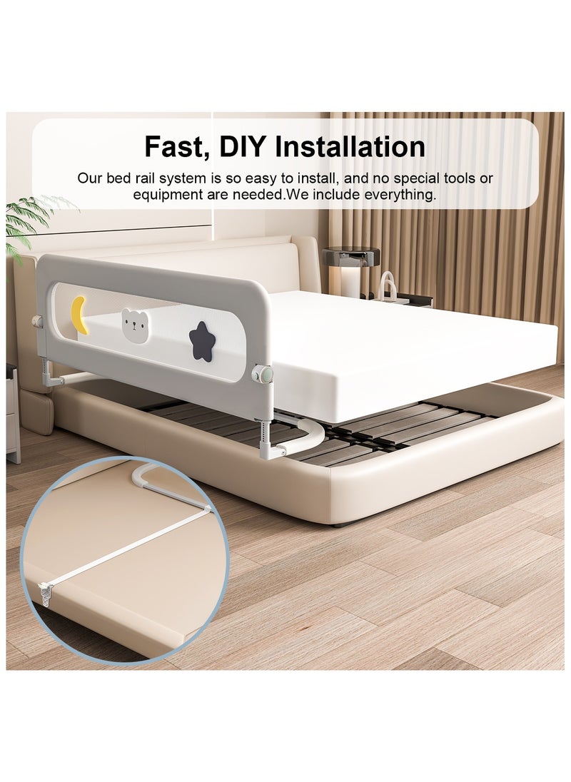 Generic - Foldable Bed Rails 1.5m/59 * 32in, GrayUpgraded Child Guardrail,Toddler Safety Protection Rail,Adjustable Height and Safety Side Guard Rails, for Baby,Elderly (Grey) - Image 1