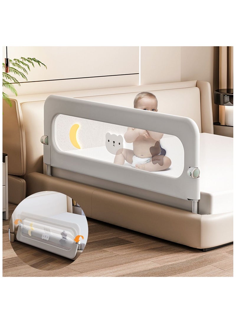 Generic Foldable Bed Rails 1.5m/59 * 32in, GrayUpgraded Child Guardrail,Toddler Safety Protection Rail,Adjustable Height and Safety Side Guard Rails, for Baby,Elderly (Grey)  - Image 1