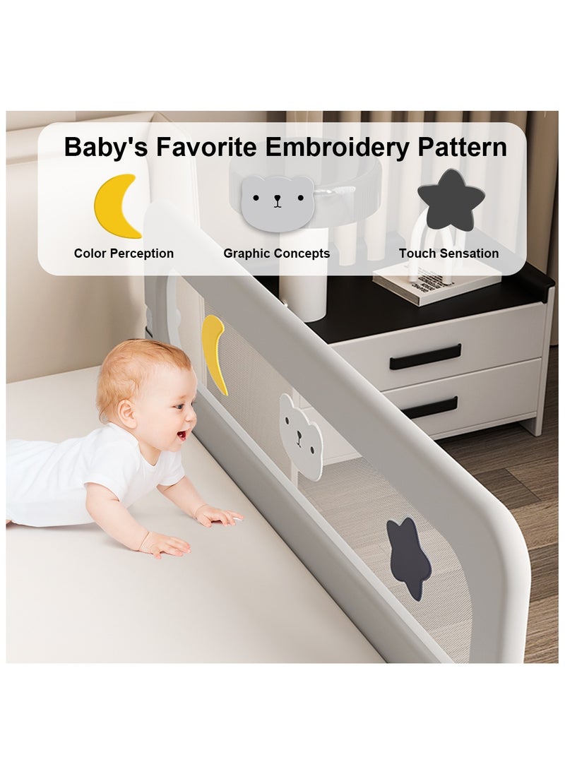 Generic Foldable Bed Rails 1.5m/59 * 32in, GrayUpgraded Child Guardrail,Toddler Safety Protection Rail,Adjustable Height and Safety Side Guard Rails, for Baby,Elderly (Grey)  - Image 3