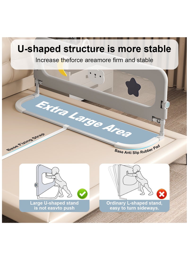 Generic Foldable Bed Rails 1.5m/59 * 32in, GrayUpgraded Child Guardrail,Toddler Safety Protection Rail,Adjustable Height and Safety Side Guard Rails, for Baby,Elderly (Grey)  - Image 4