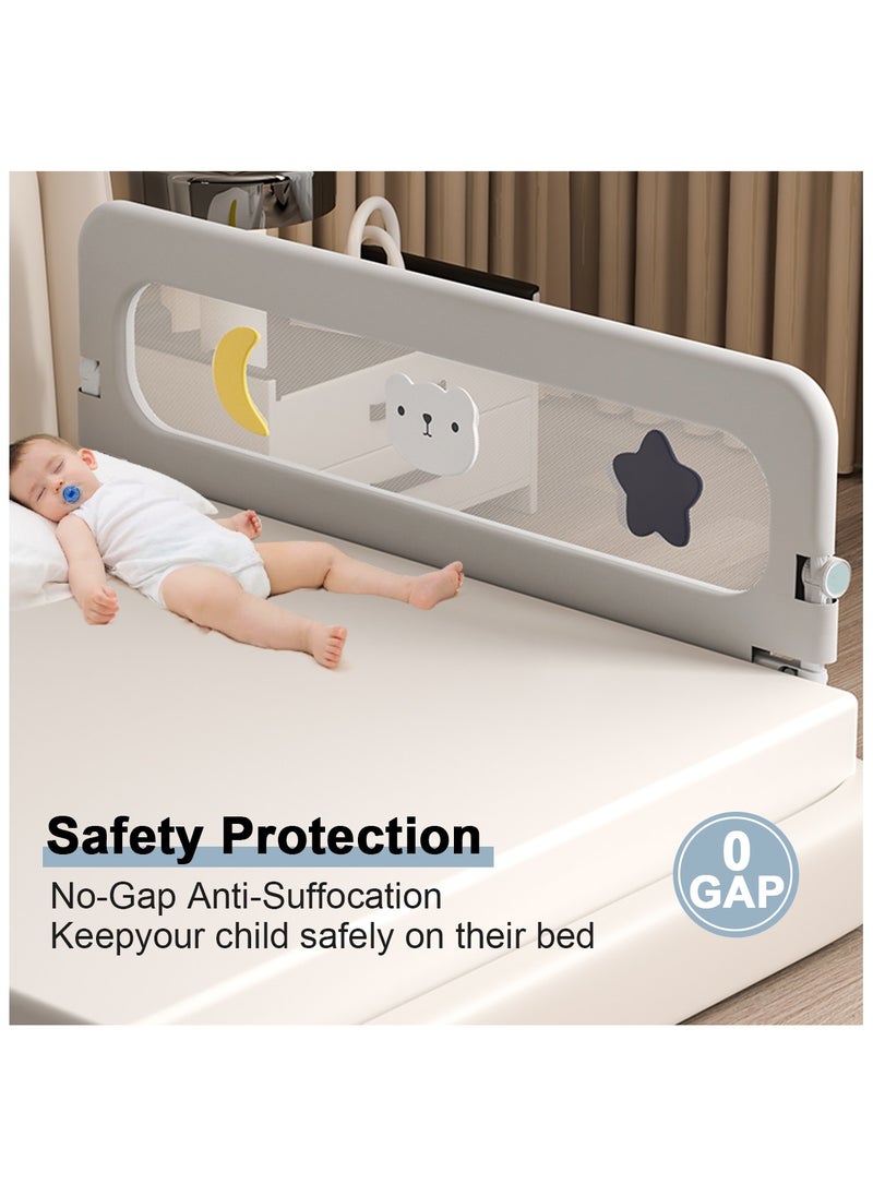 Generic Foldable Bed Rails 1.5m/59 * 32in, GrayUpgraded Child Guardrail,Toddler Safety Protection Rail,Adjustable Height and Safety Side Guard Rails, for Baby,Elderly (Grey)  - Image 5